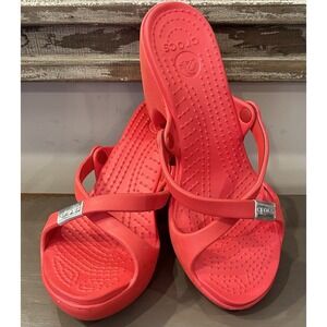 Crocs Cyprus Heels Women's Size 7 Chunky Slip On Strappy Sandals Platform